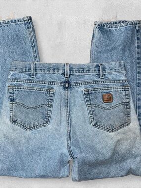 Mens Carhartt Traditional Fit B18 STW Light Washed Jeans 33x30 Distressed